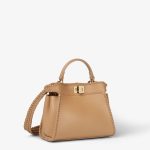 FENDI Peekaboo Mini Cappuccino brown leather bag with threading - Image 6